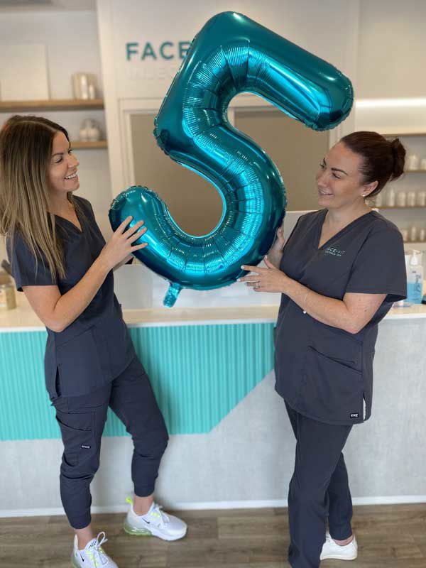 Brooke and Charlotte celebrating Face Fit's fitfh birthday