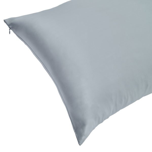 close up of lunalux silver pillowcase