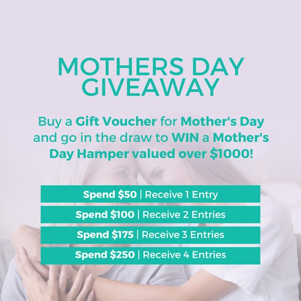 promotional offer details - This Mother's Day, when you buy a Mother’s Day Face Fit Gift Voucher, you will go in the draw to WIN a Mother's Day Hamper Giveaway valued at over $1000!