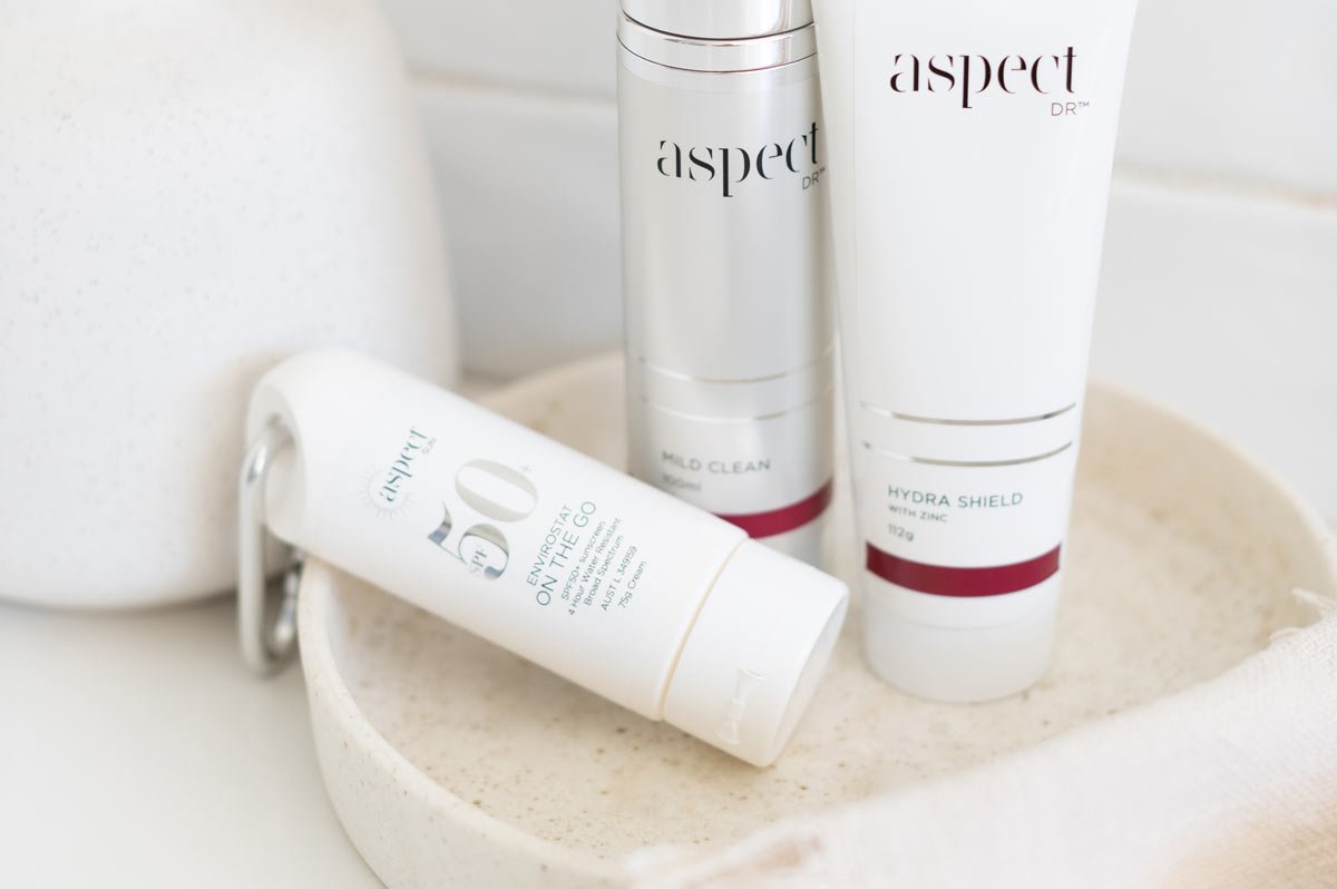 Products we recommended to treat Acne including Aspect Dr range of skincare