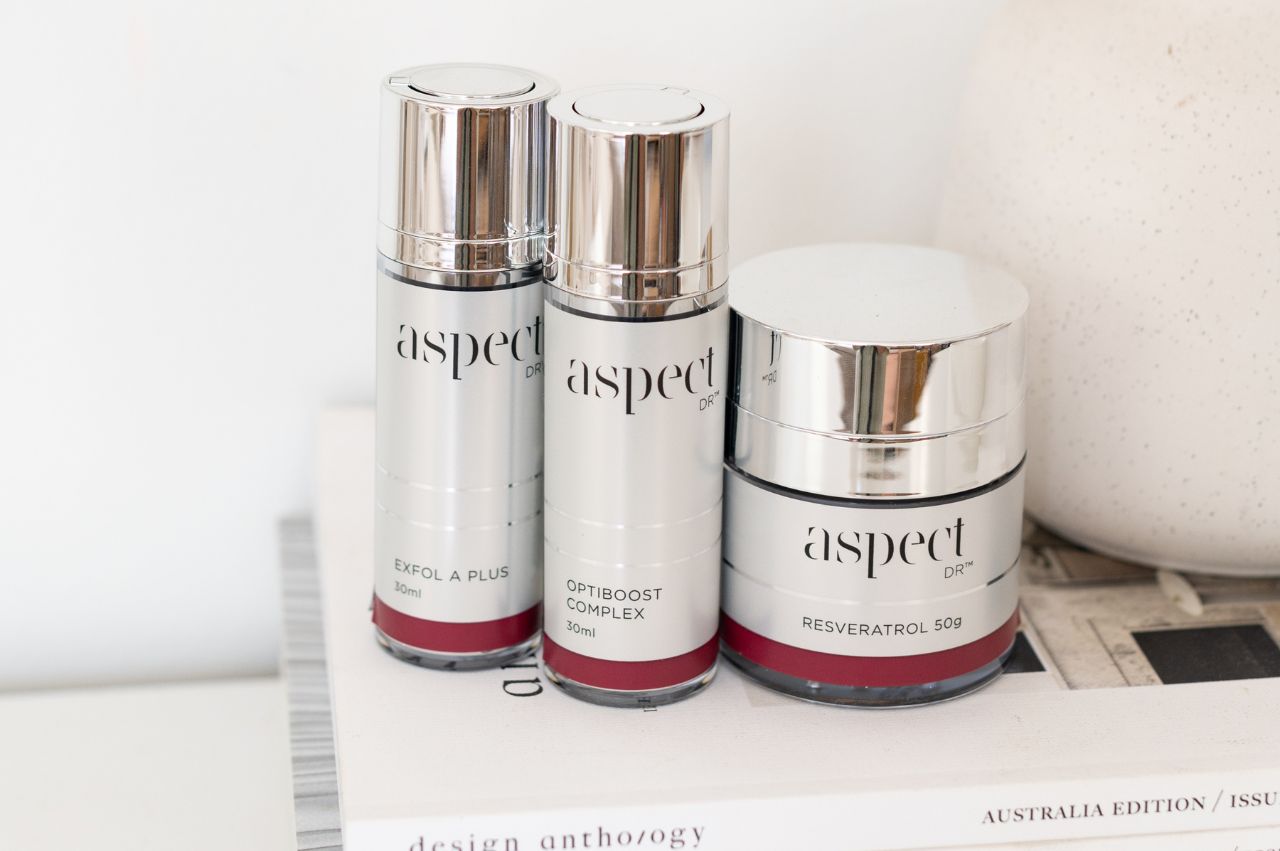 A display of Aspect Dr skincare products